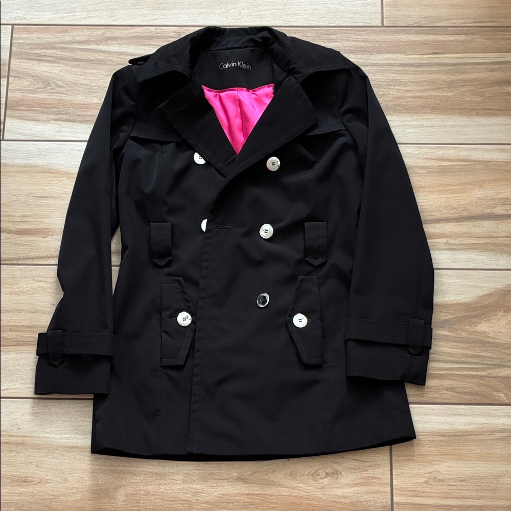 Calvin Klein women’s Black Coat with Pink Interior
